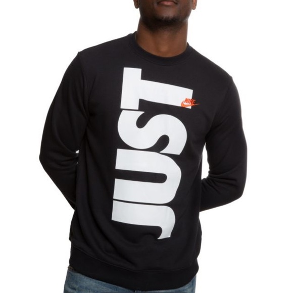 Nike JUST DO IT large logo black pullover crewneck sweatshirt men’s small - Picture 1 of 8